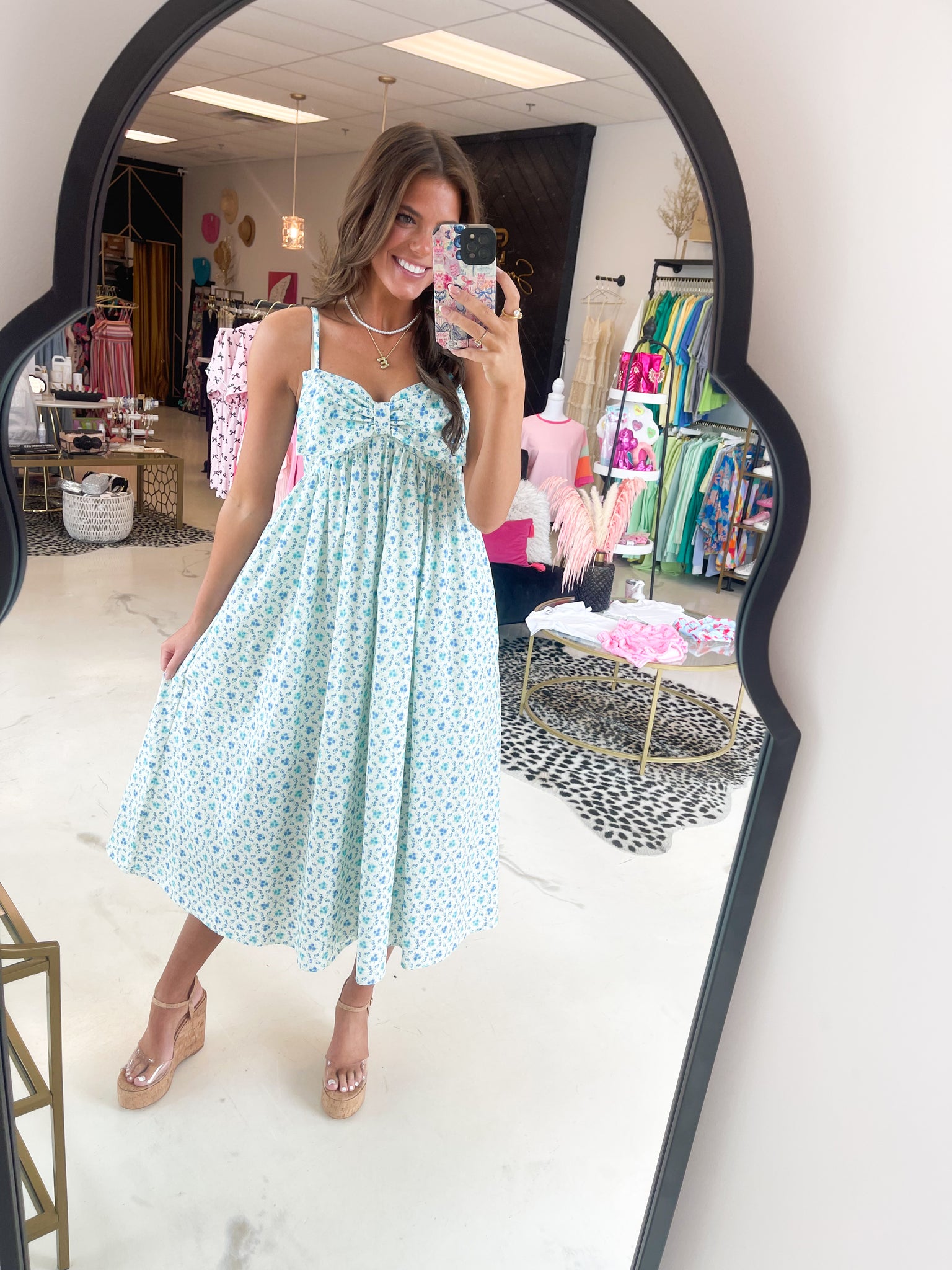 Poplin Floral Bow Tie Dress