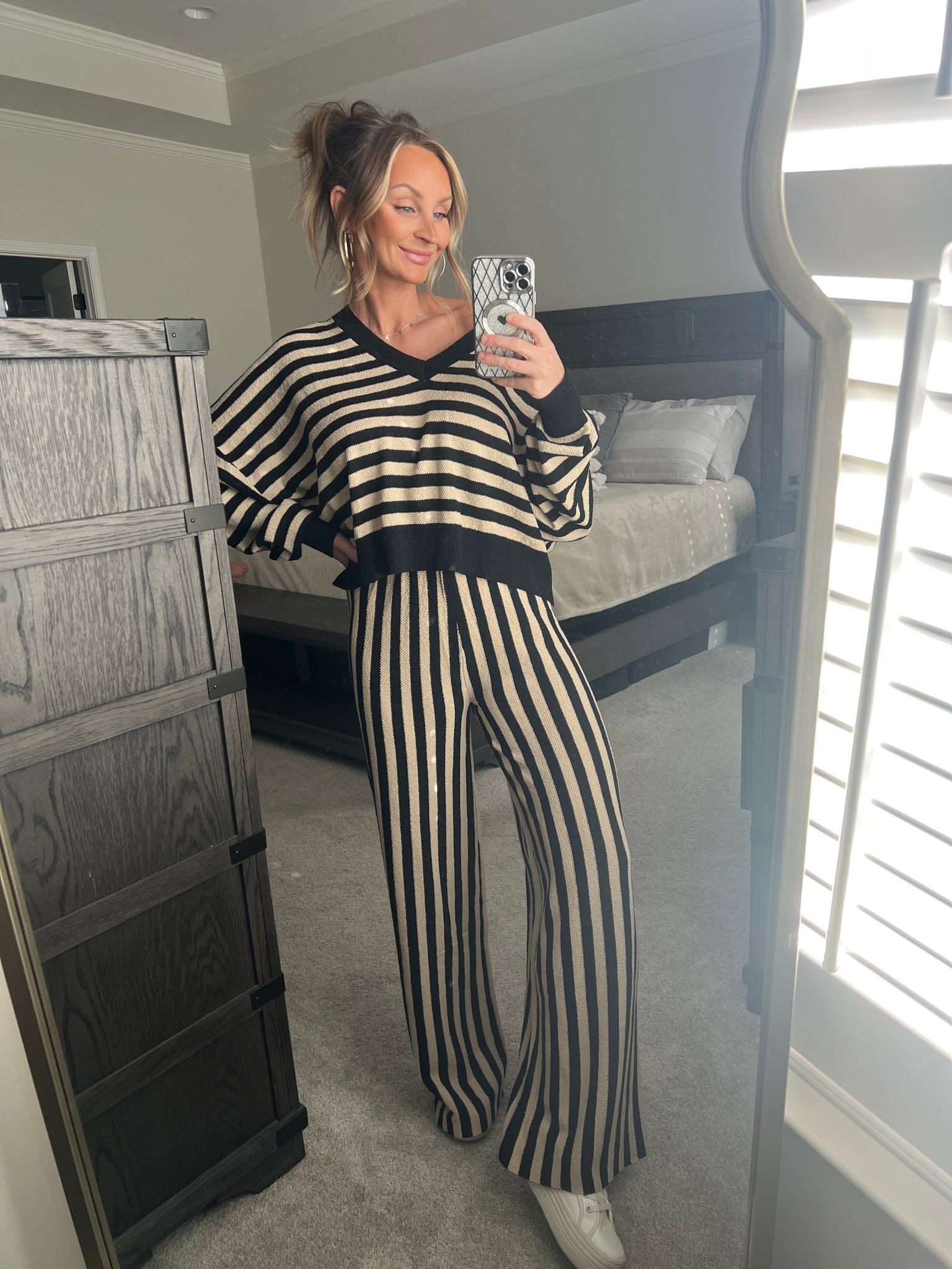 Neutral Girl Striped Pant Set