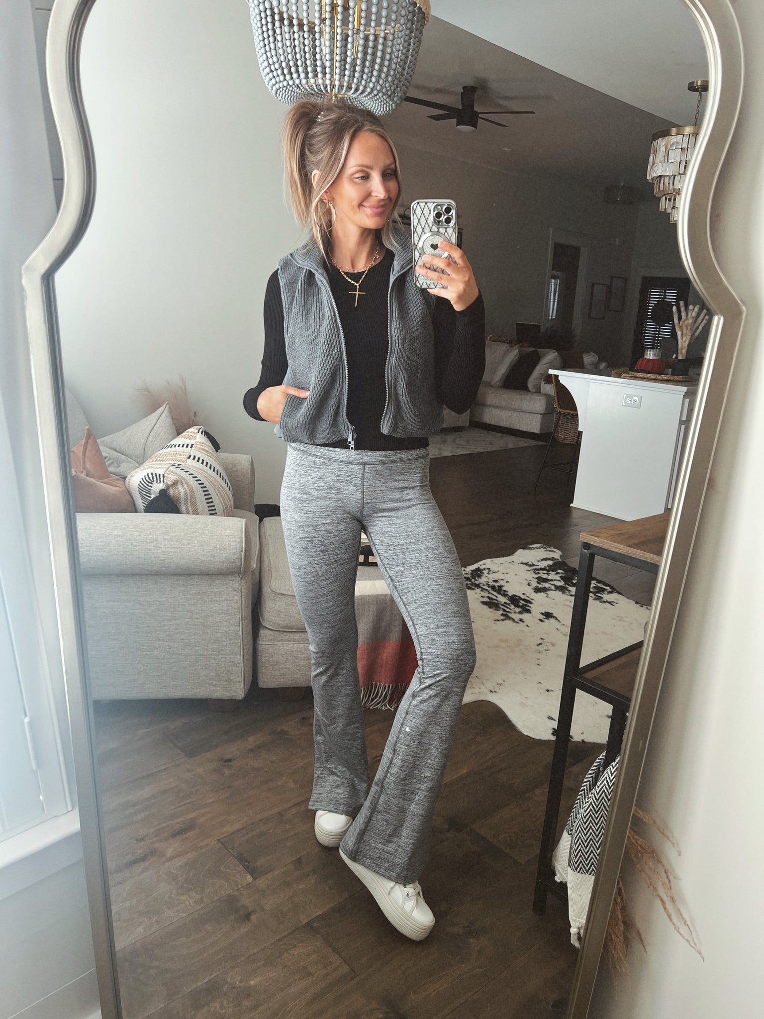 Melange Slit Legging // Gray