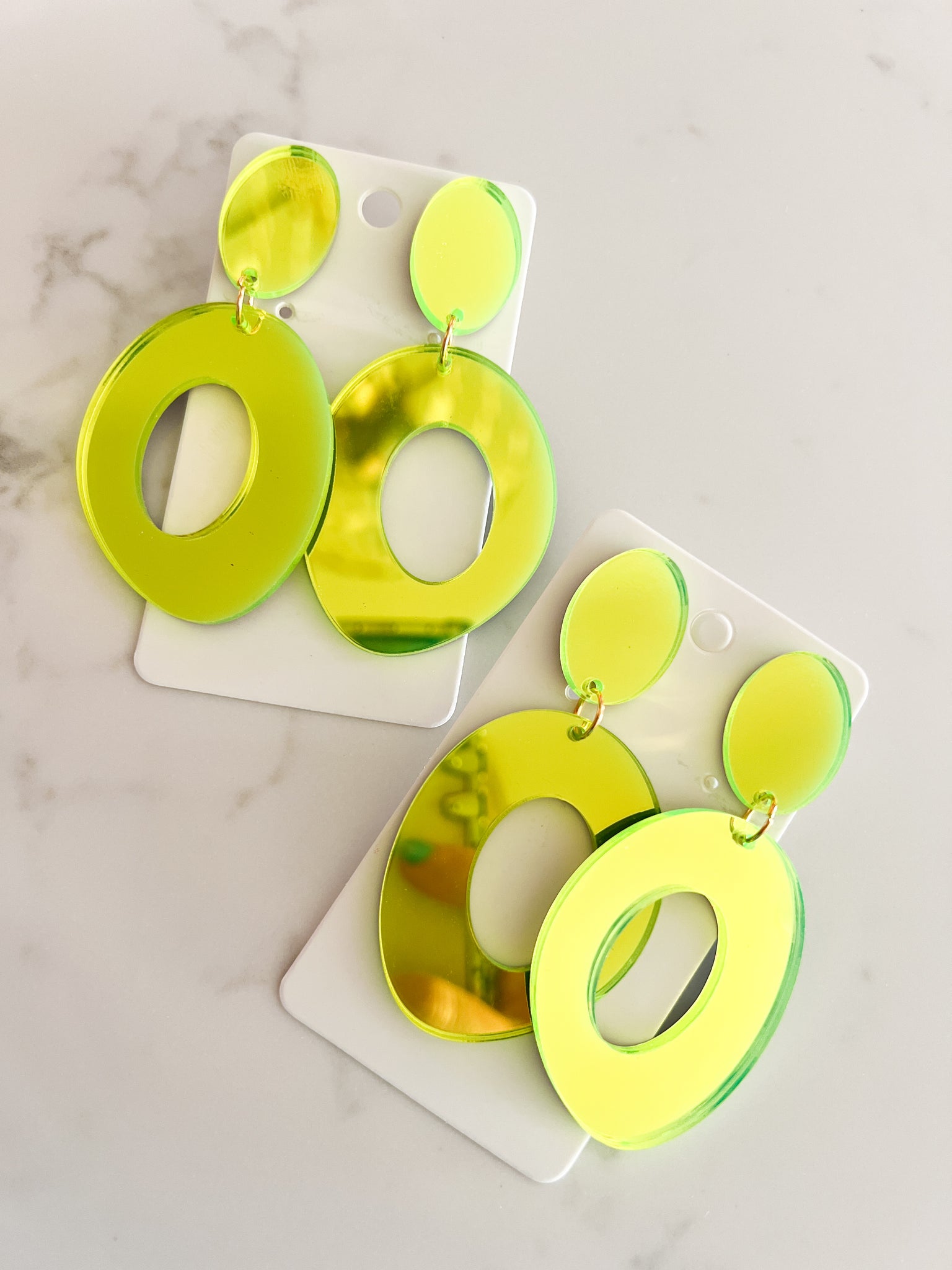 Lime Green Mirrored Earring