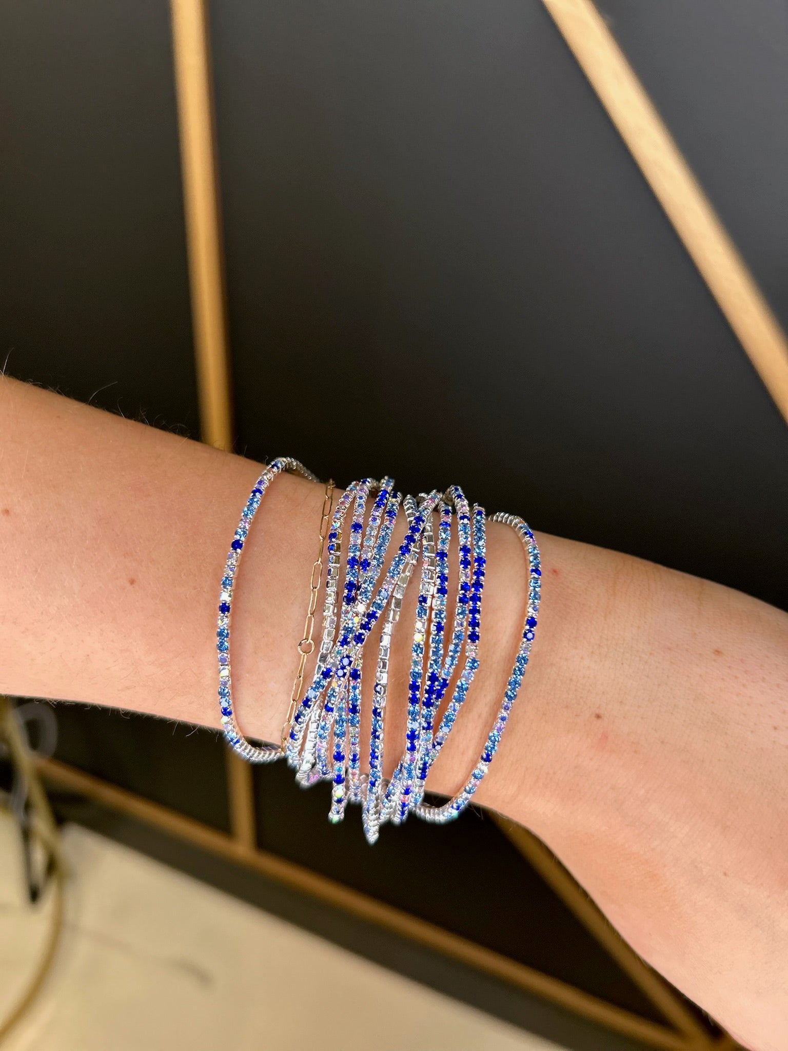 Crystal Stacked Bracelet// Royal Blue