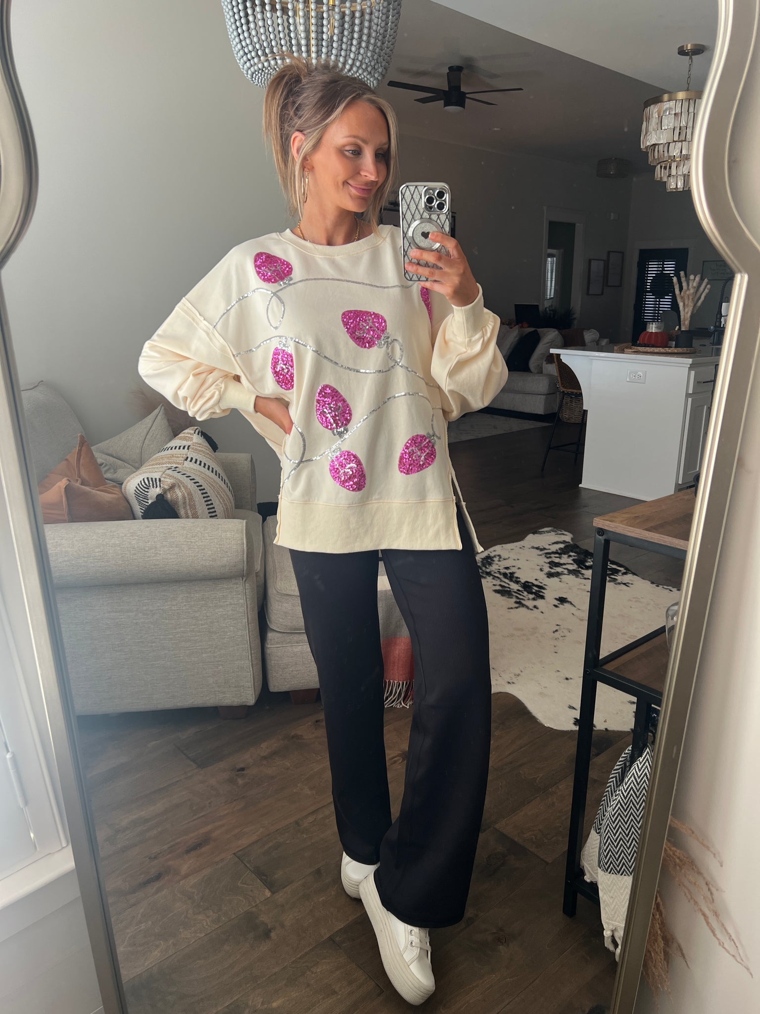 Pink Christmas Bulb Sweatshirt