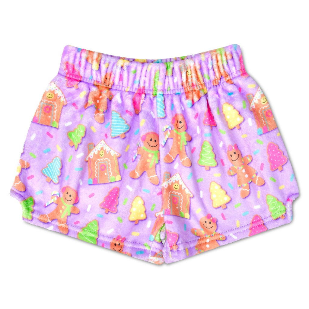 Joyful Gingerbread Plush Girls PJ Shorts