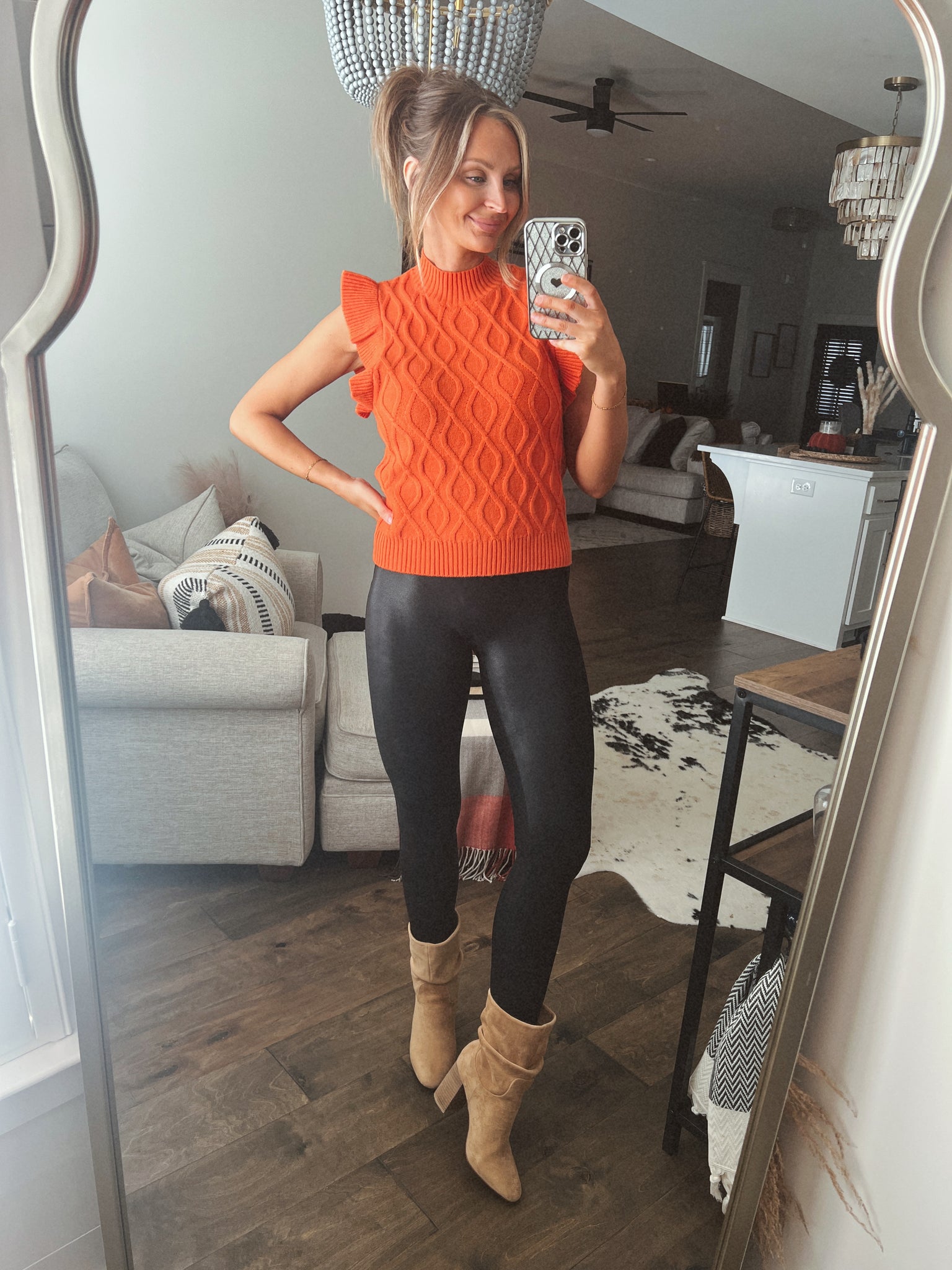 Pumpkin Spice Ruffle Sleeve Top