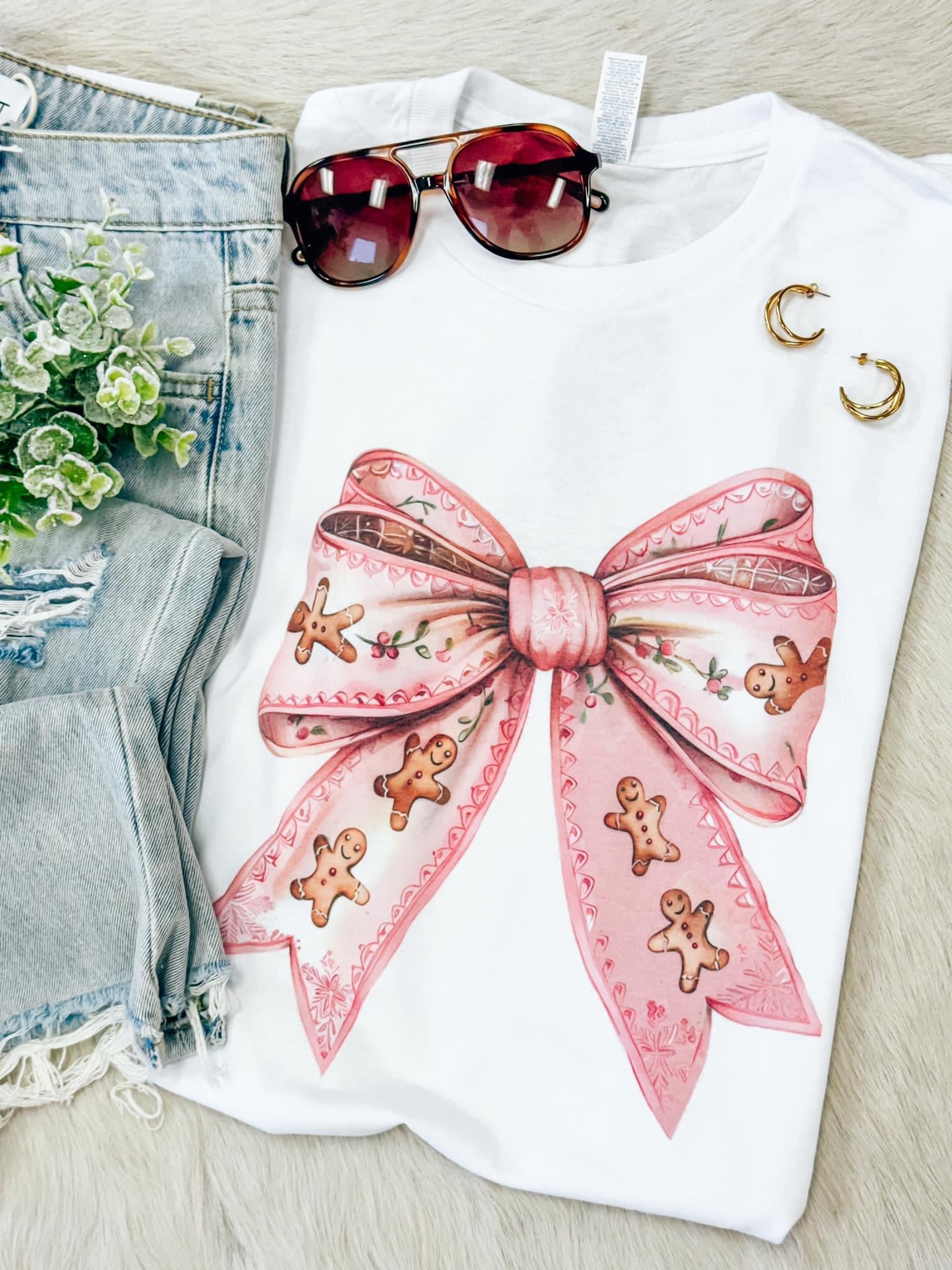 Adult// Gingerbread Bow Tee