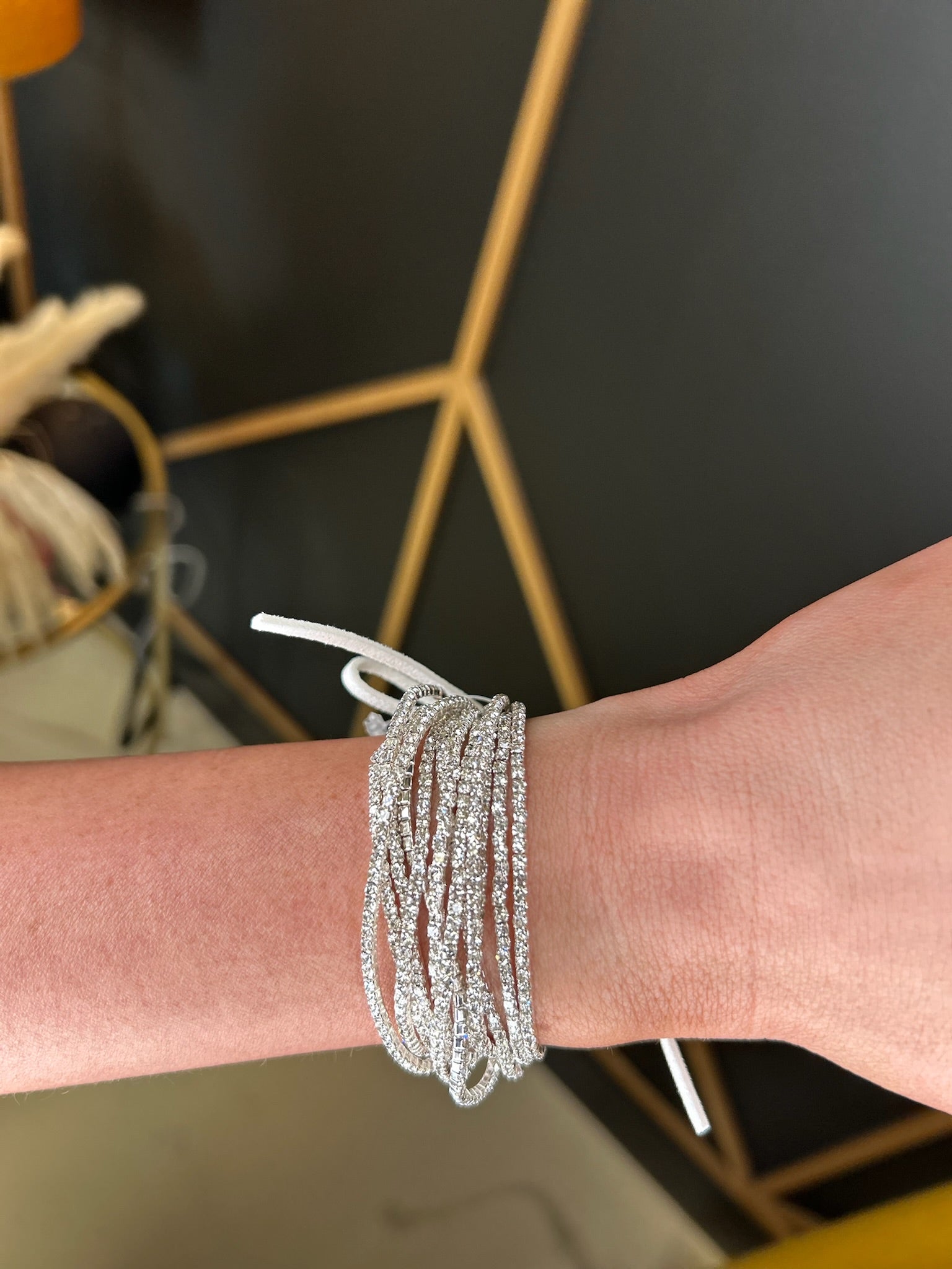 Crystal Stacked Bracelets// Silver