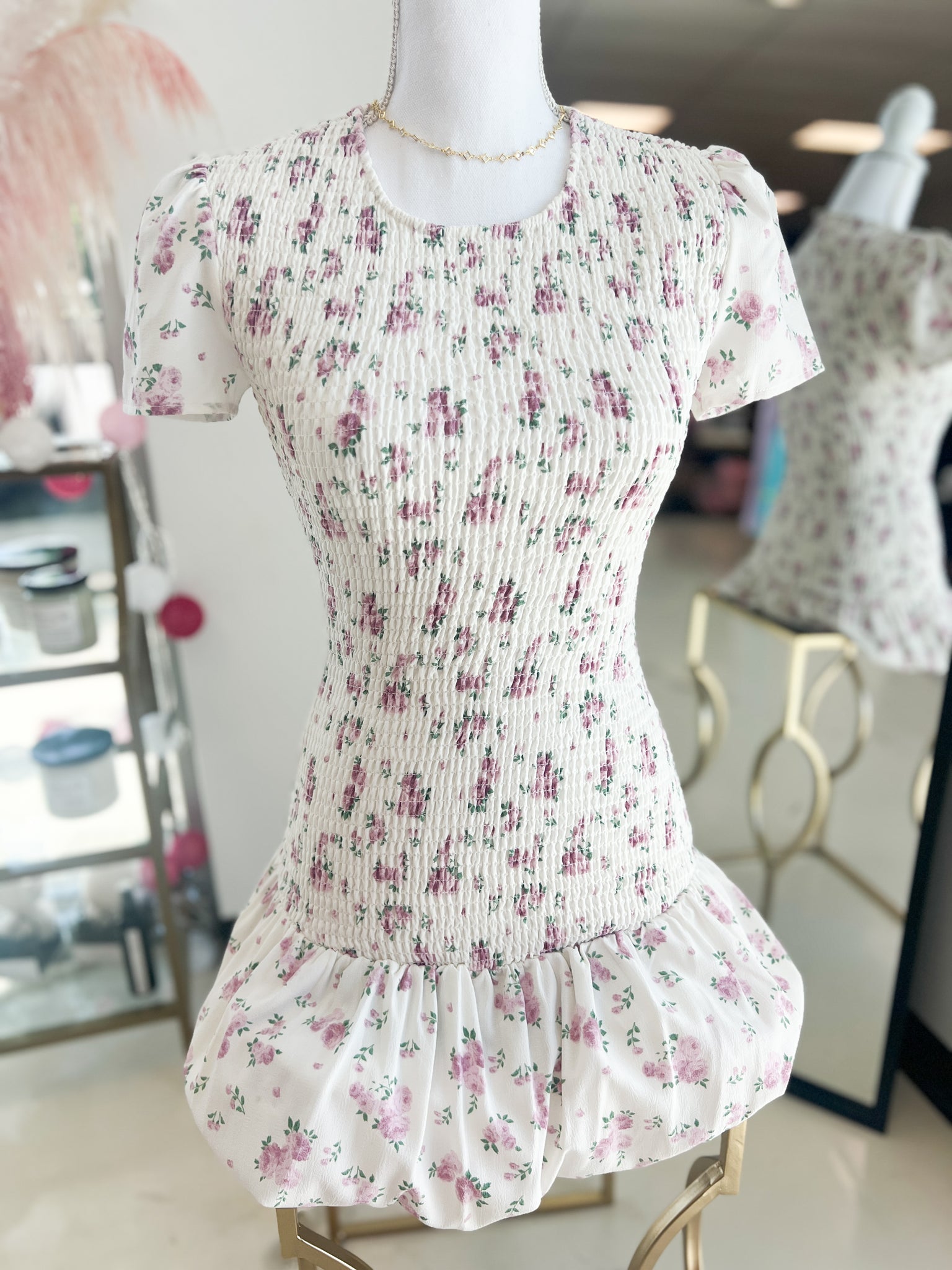 Floral Mini Dress With Ruffled Hem