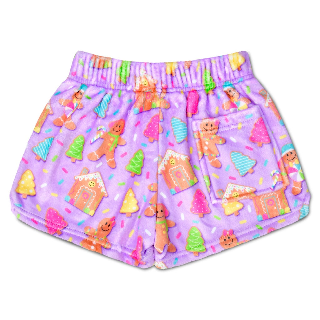 Joyful Gingerbread Plush Girls PJ Shorts