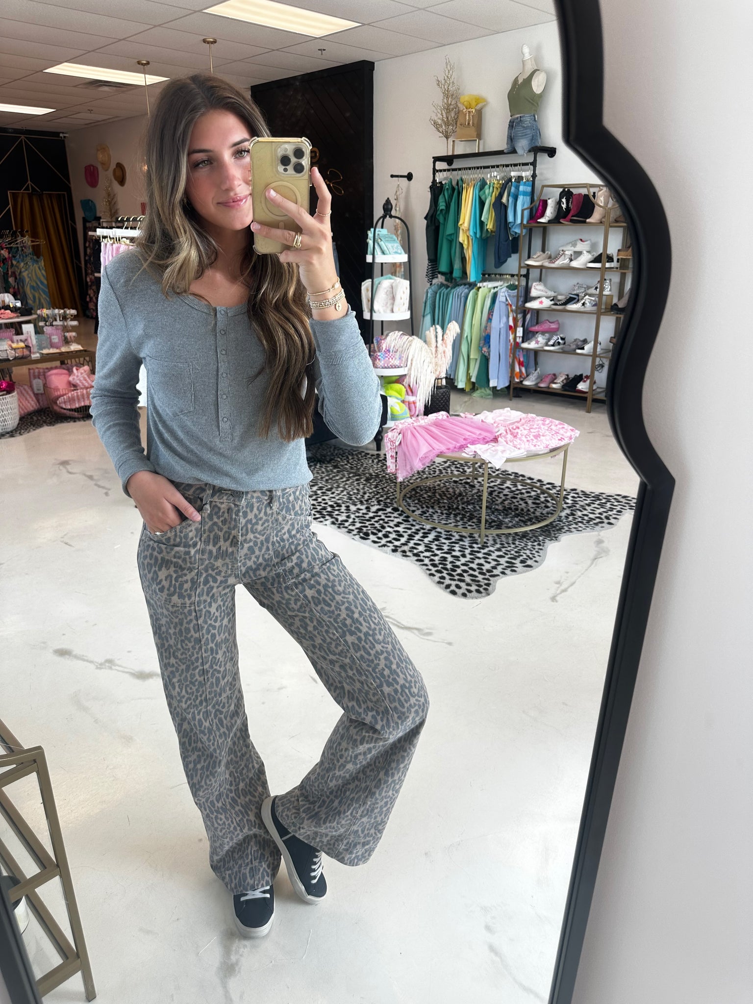 Cheetah Comfort Flare Denim