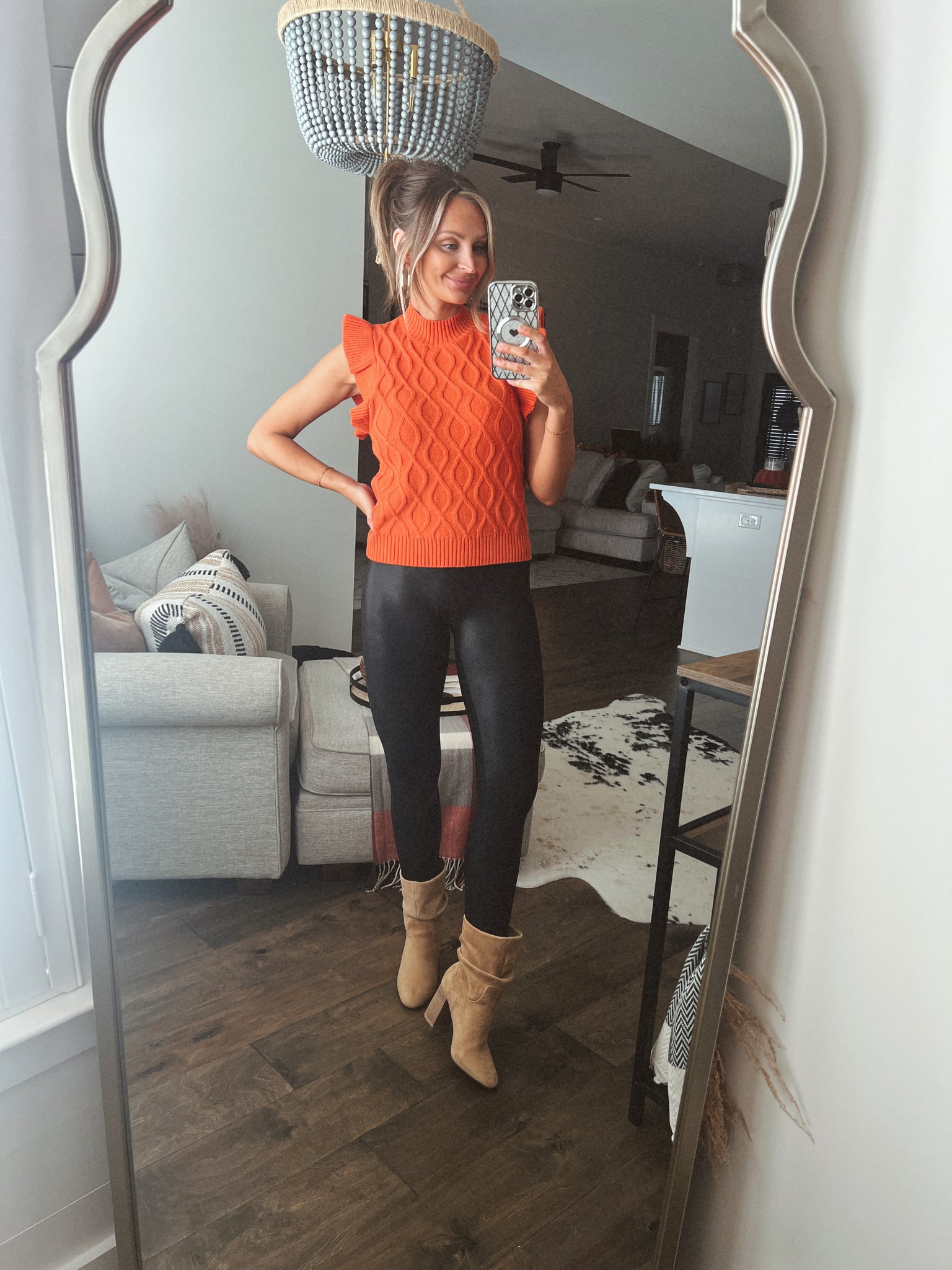 Pumpkin Spice Ruffle Sleeve Top