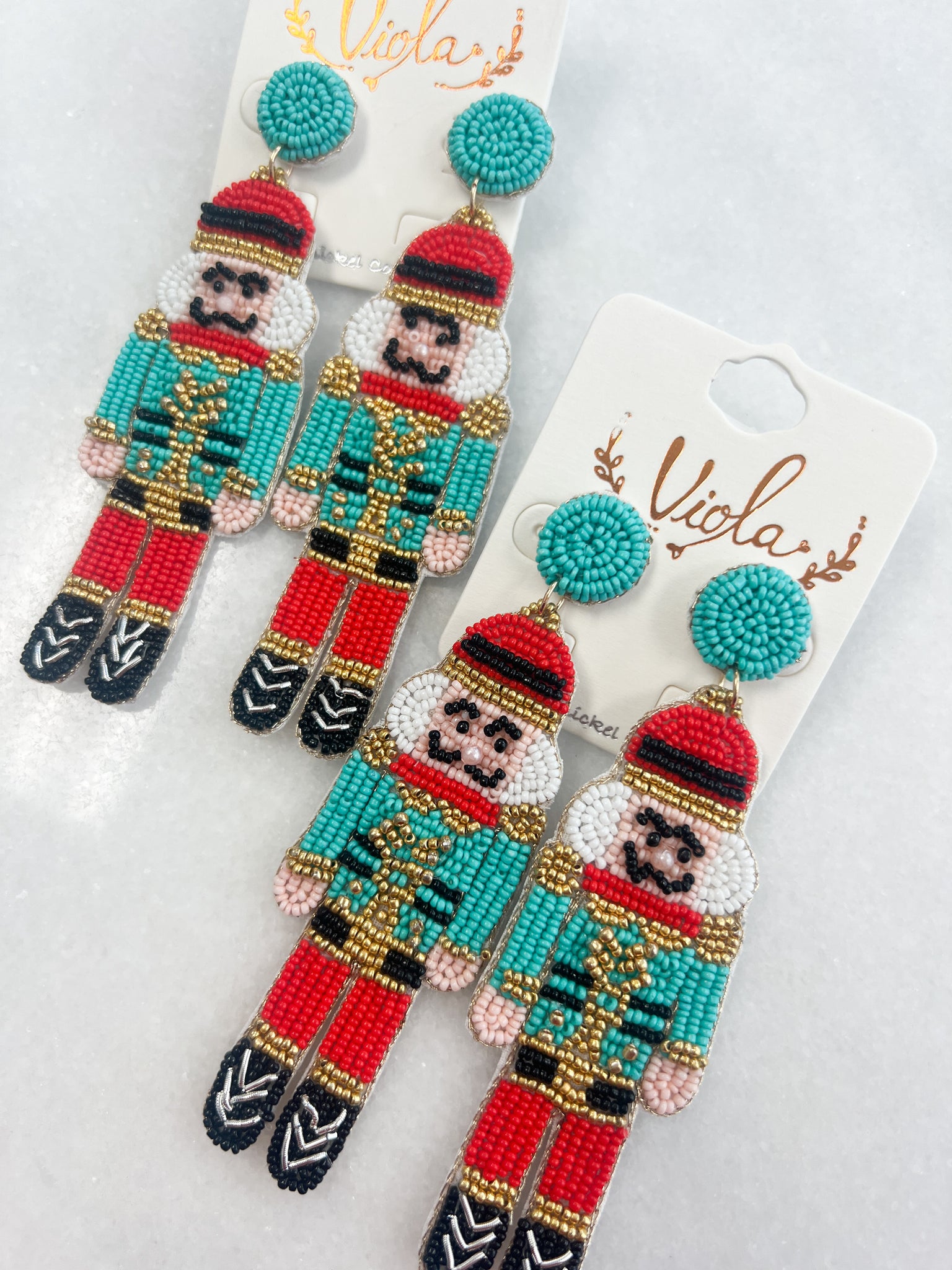 Nutcracker Seed Bead Earring // Red