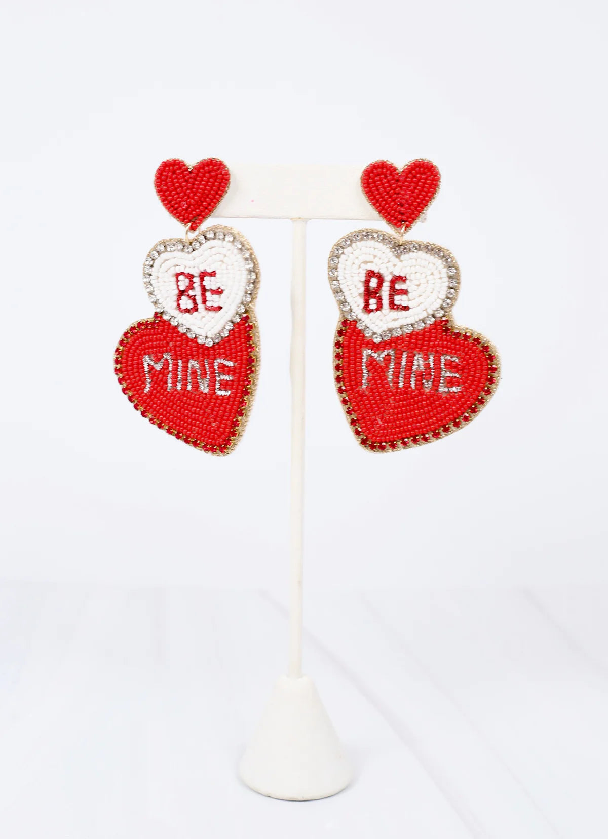 Be Mine Bead Earring// Red