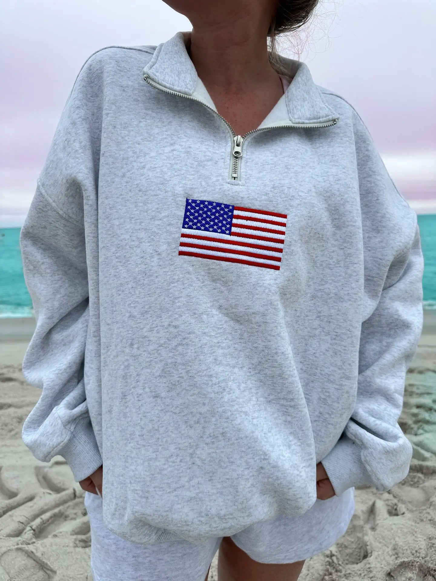 American Flag Quarter Zip Sweatshirt