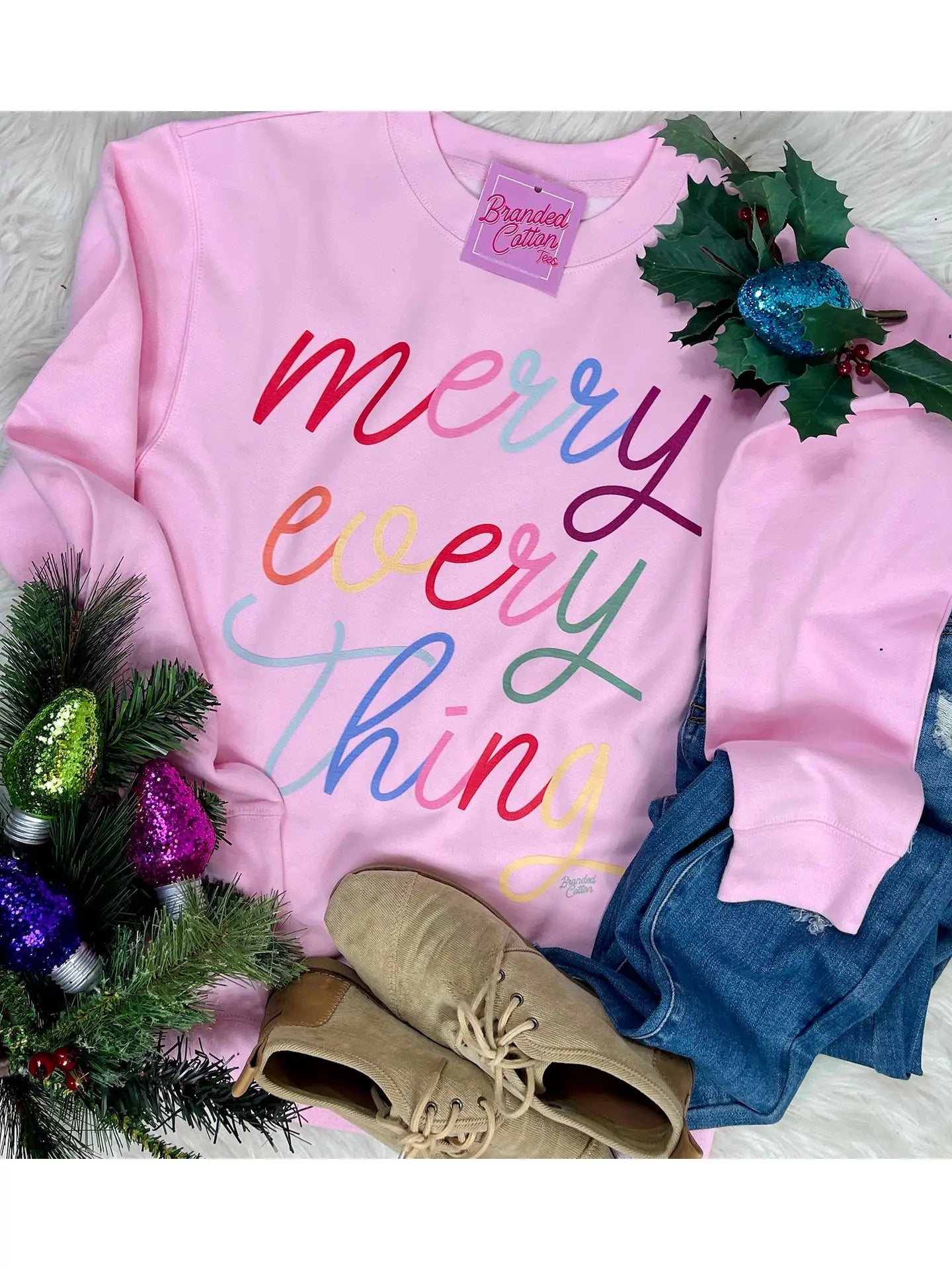 Merry Every Thing Pink Sweatshirt