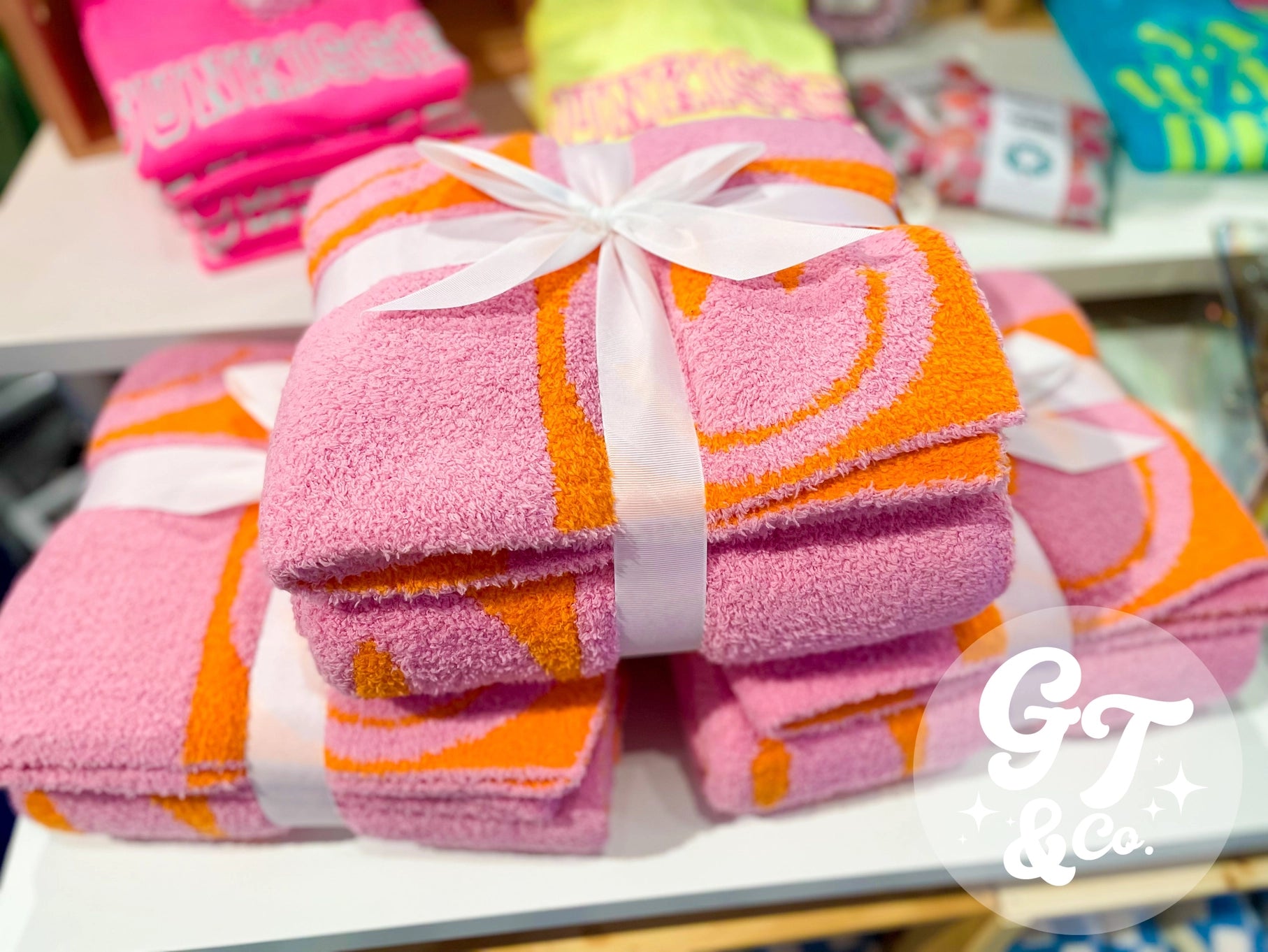 Lux Neon Throw Smiley Blanket // Pink & Orange