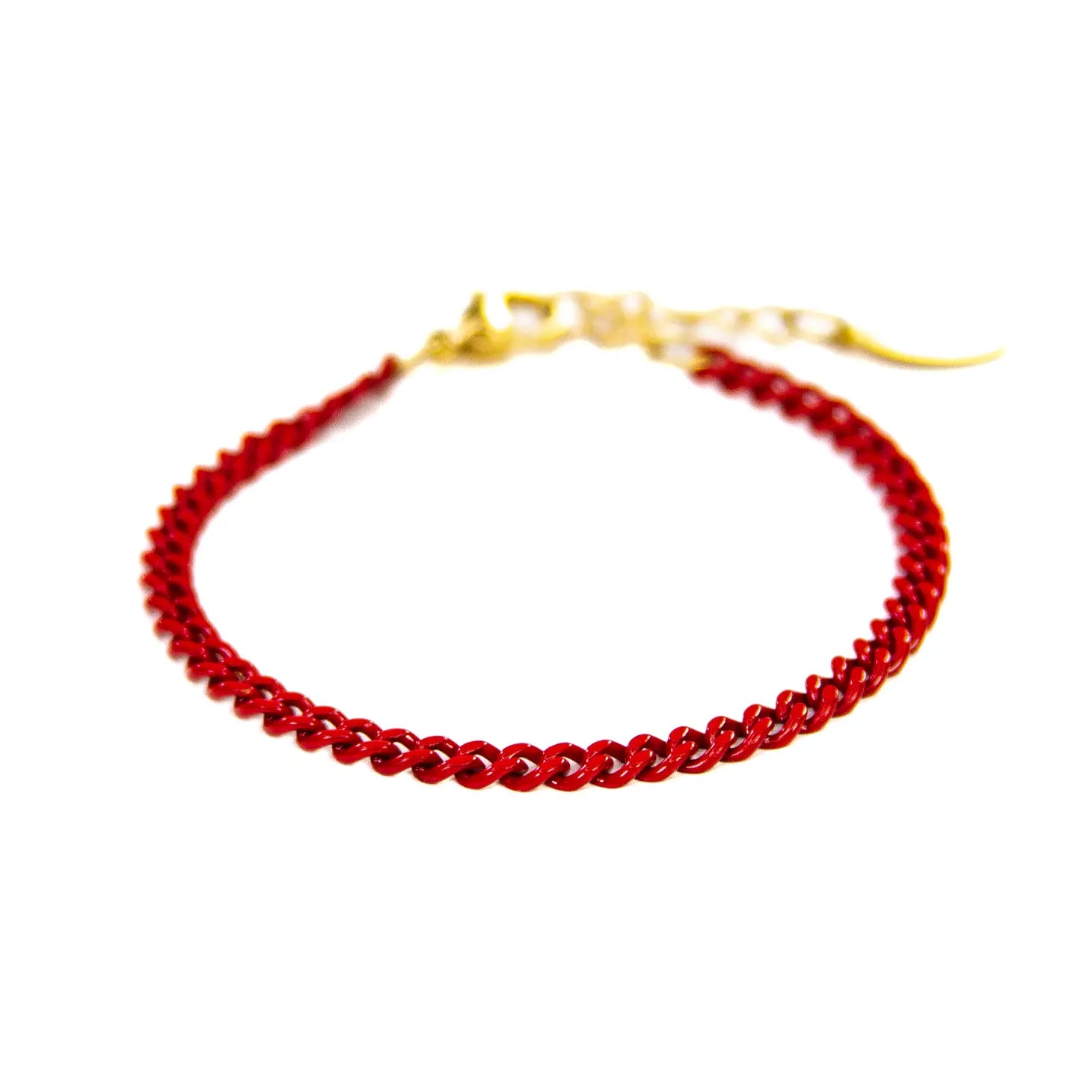 Merry 18K Gold & Enamel Christmas Bracelet | Red Curb Chain