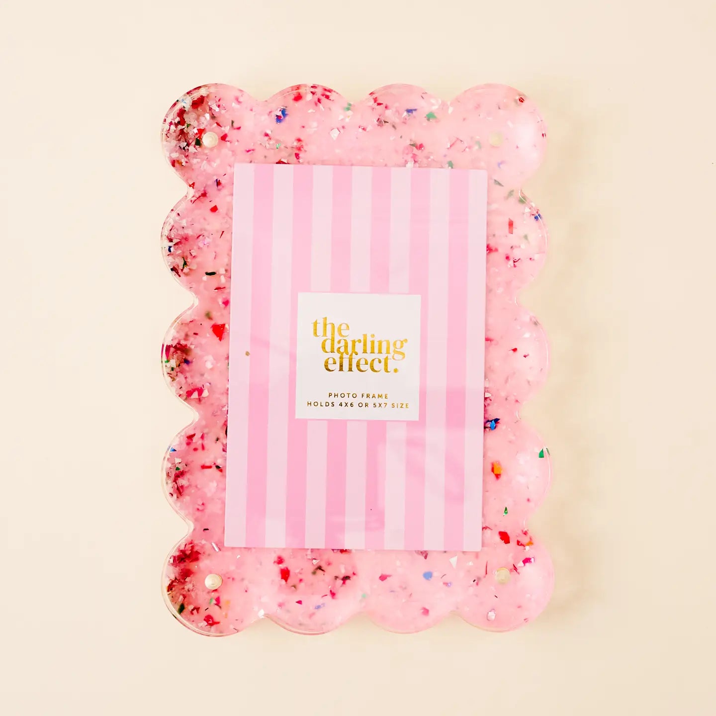 Rectangle Scalloped Acrylic Frame- Pink Confetti