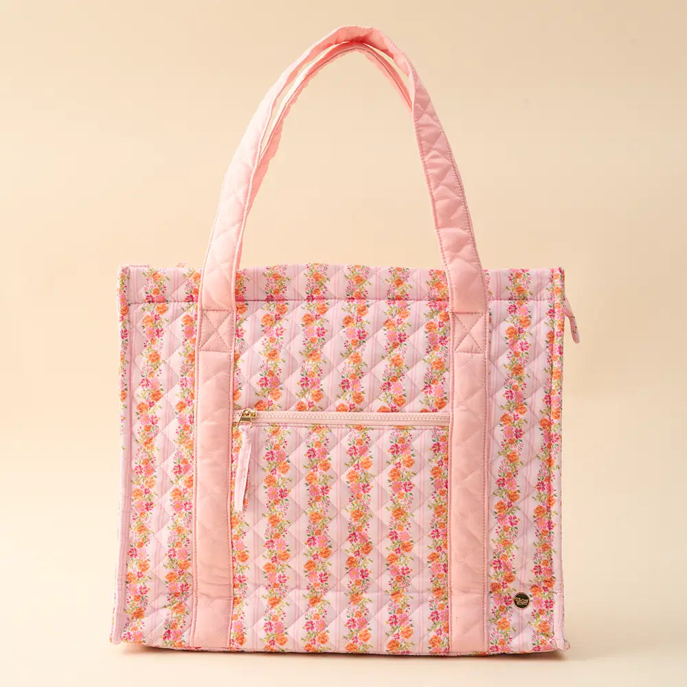 The Everyday Quilted Tote Bag- Petal Parade Pink