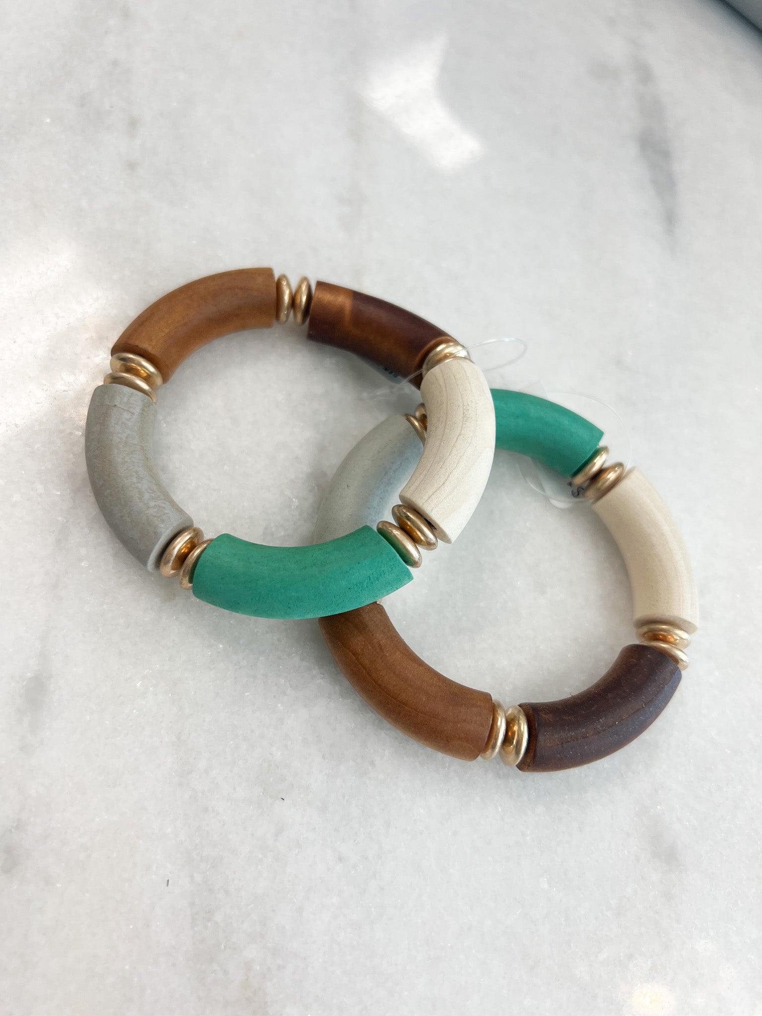 Wood + Disc Mint Bracelet