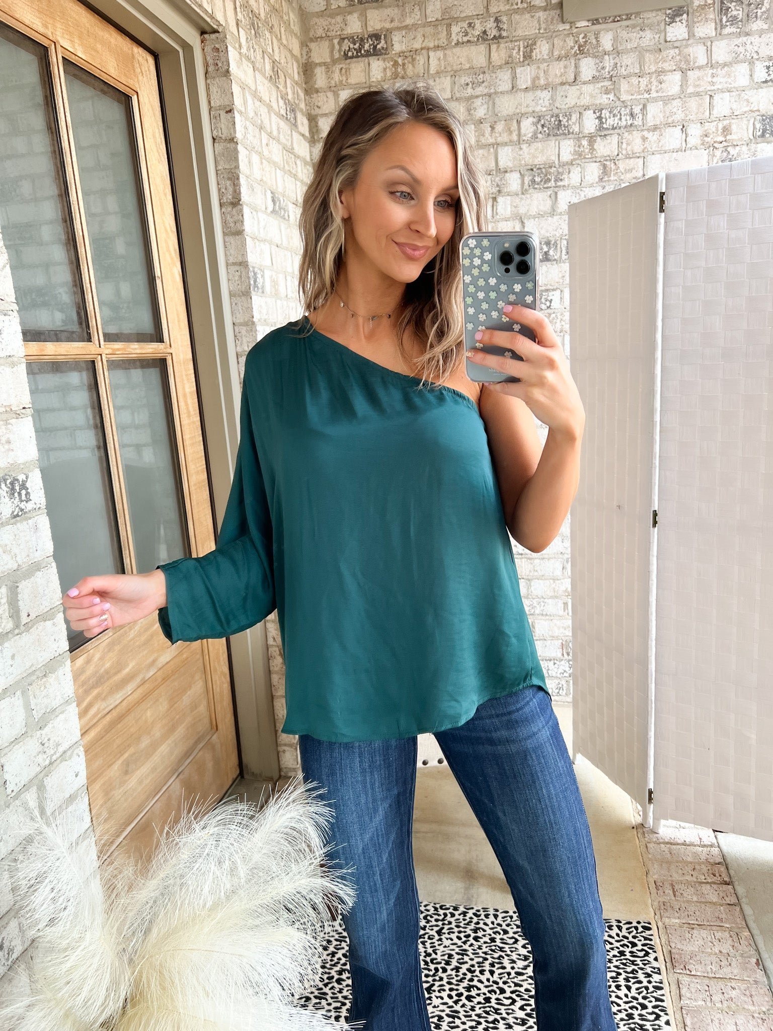 Emerald Satin Top