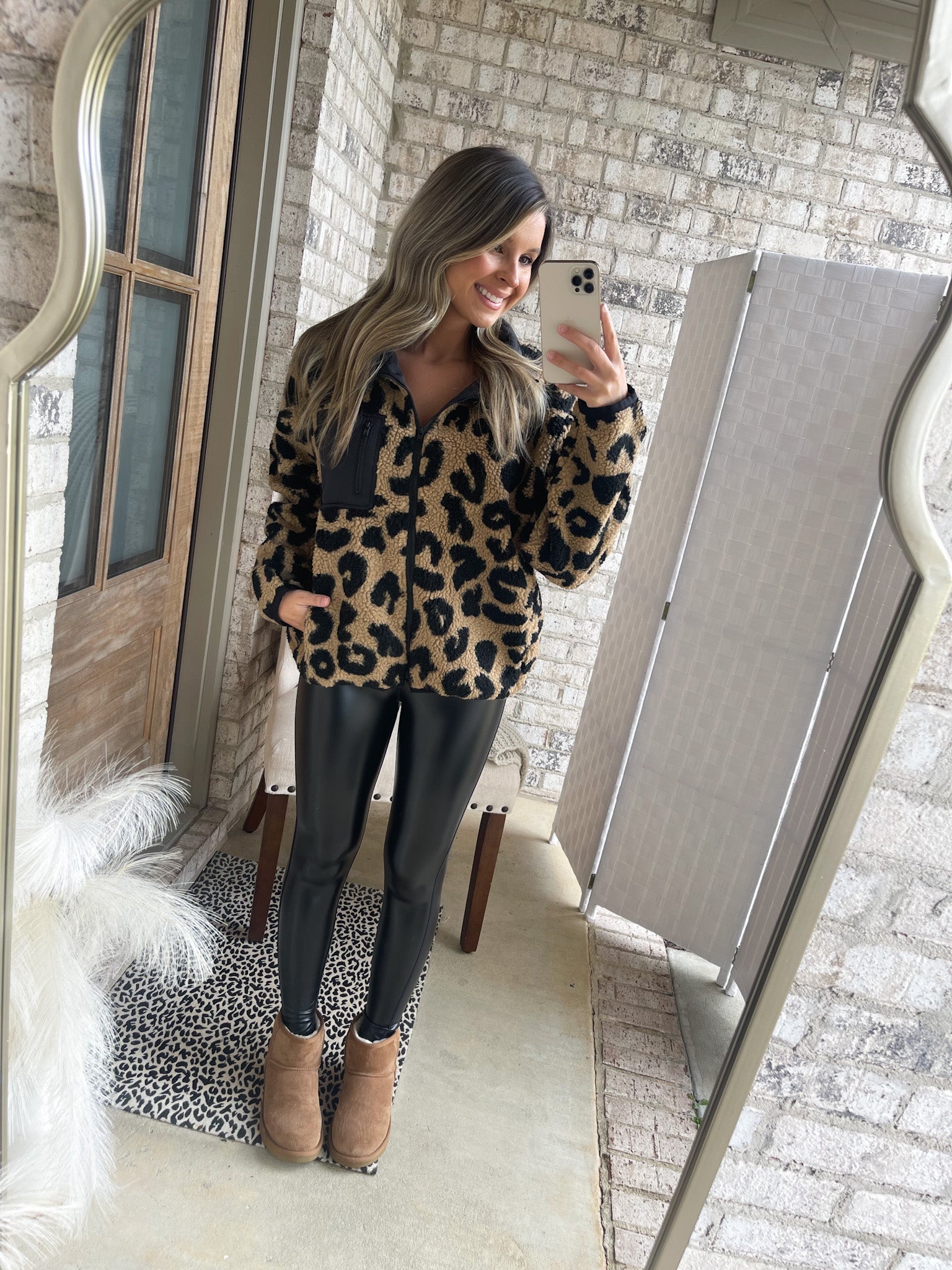 Leopard + Black Fleece Jacket