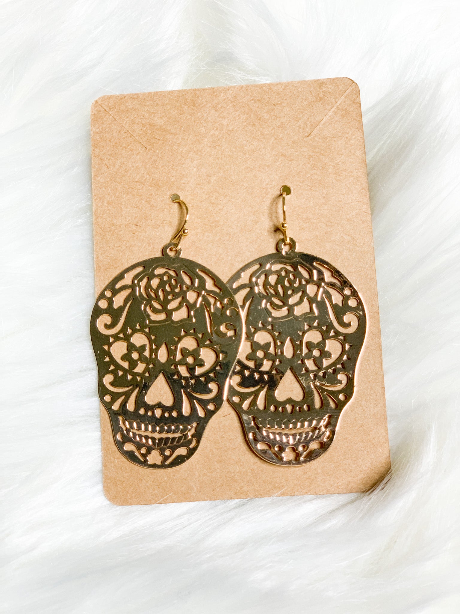 Rose Skull Earring (Gold)