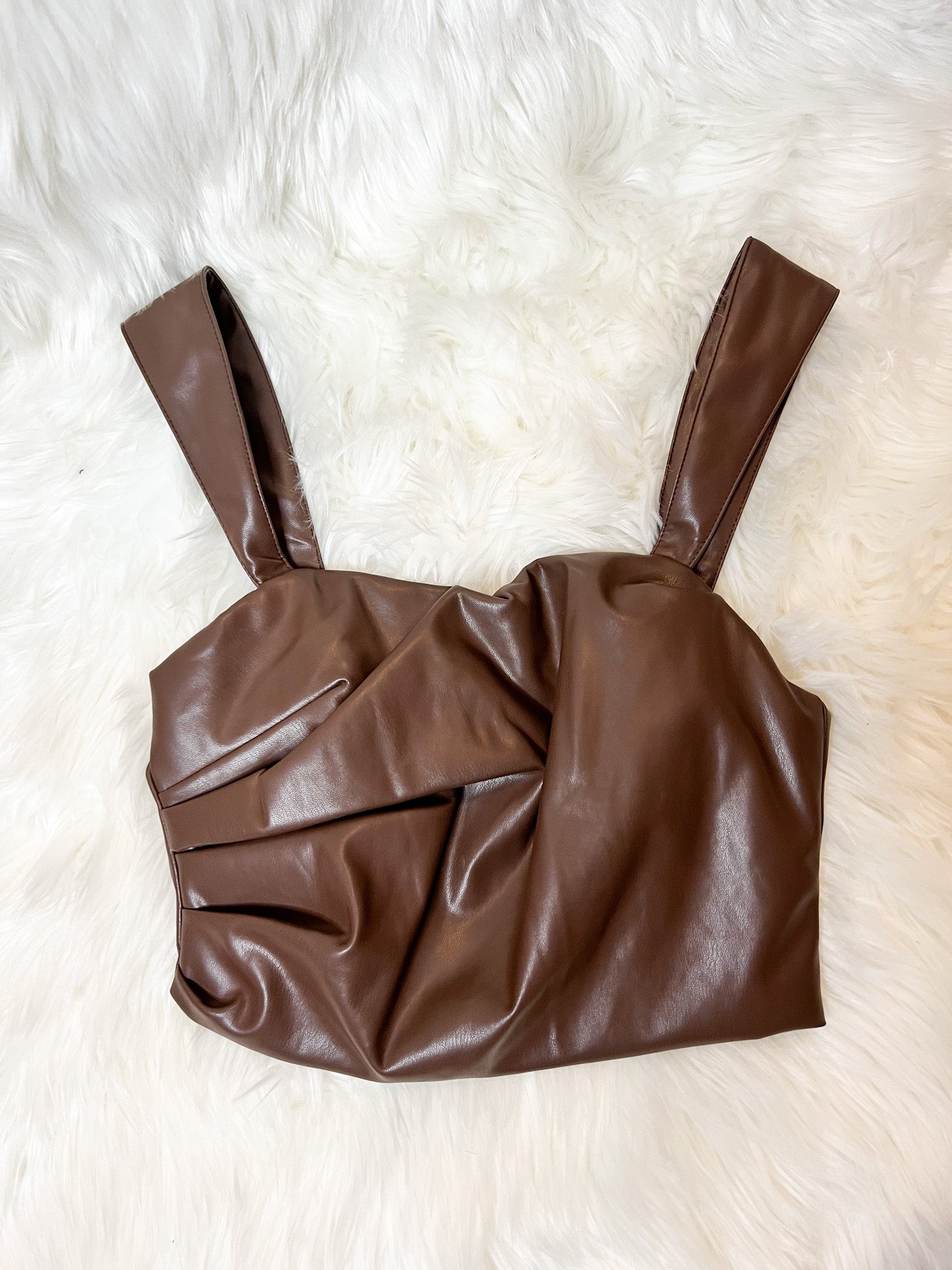 Crop Chocolate Leather Top