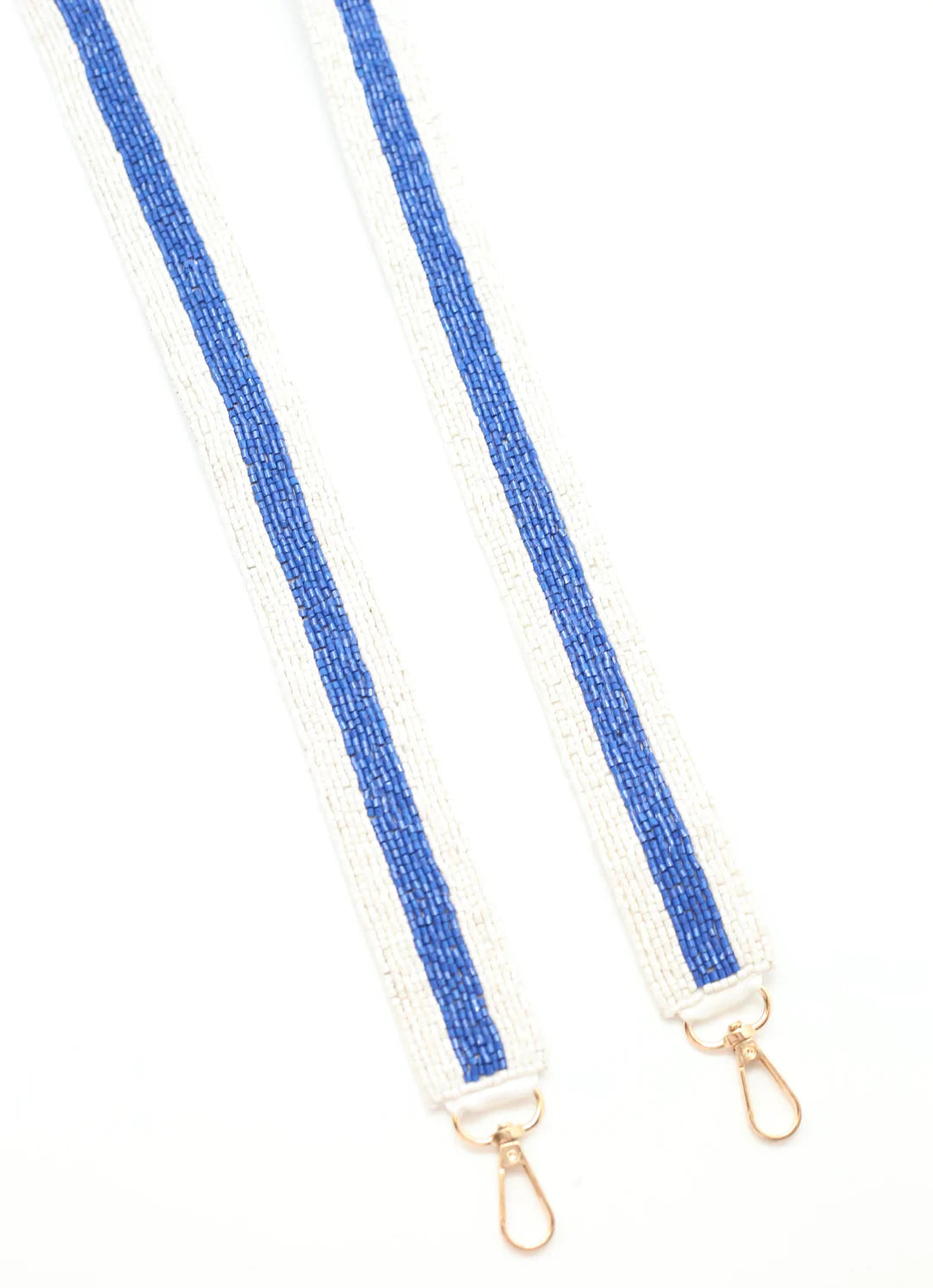 Blue Stripe Beaded Crossbody Strap